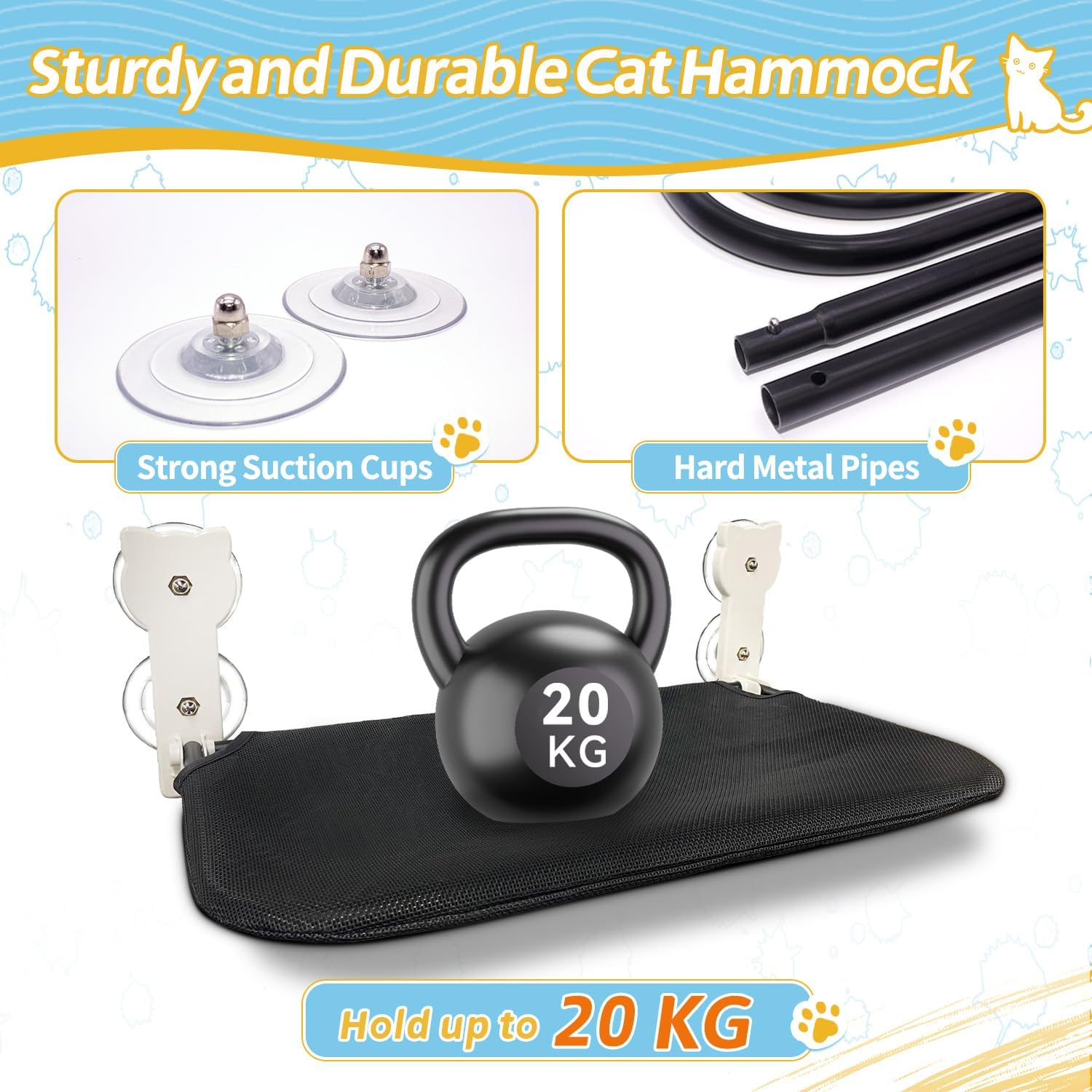 Dracarys Cat Window Lounger Cat Bed Window, Sturdy Foldable Cat Lounger Window Wireless Cat Hammock Window Indoor Cat Furniture with 4 Strong Suction Cups Holds up to 20 Kg image number 6