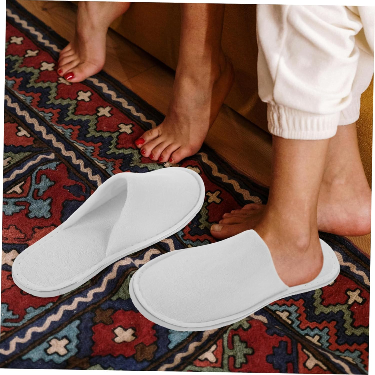 KONTONTY 5Pairs Hotel Slippers Disposable Spa Slippers for Women Men Guest Travel Nonskid Folding Indoor