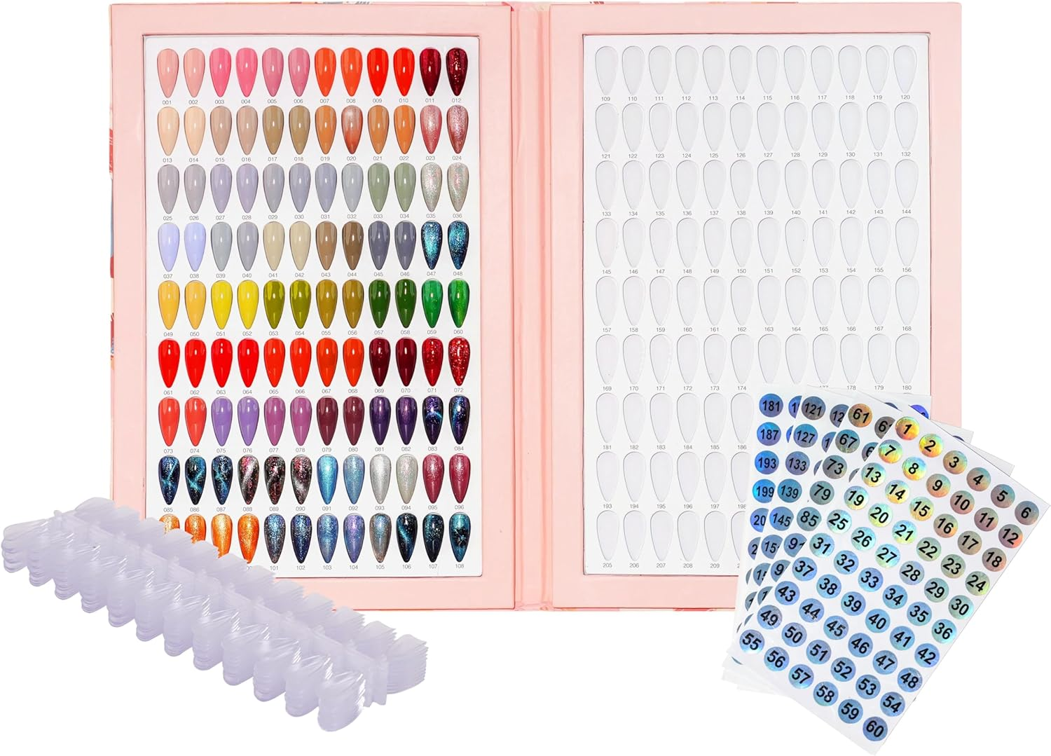 Acycoin2A 216 Nail Color Book with 240 Nail Tips and Nail Polish Gel Color Number Lable (B) image number 4