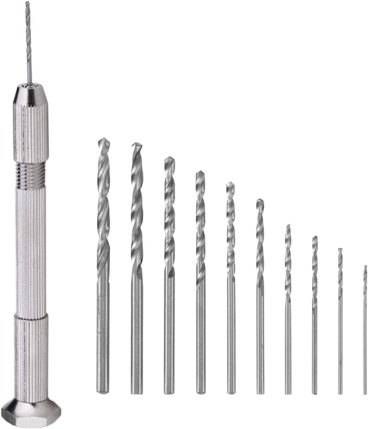 0.3-3.0Mm Mini Hand Drill with 10Pcs 0.8-3.0Mm Twist Drill Bits Set Wood Bodhi Plastic Drilling Kit 11Pcs Hand Twist Drill Set image number 3