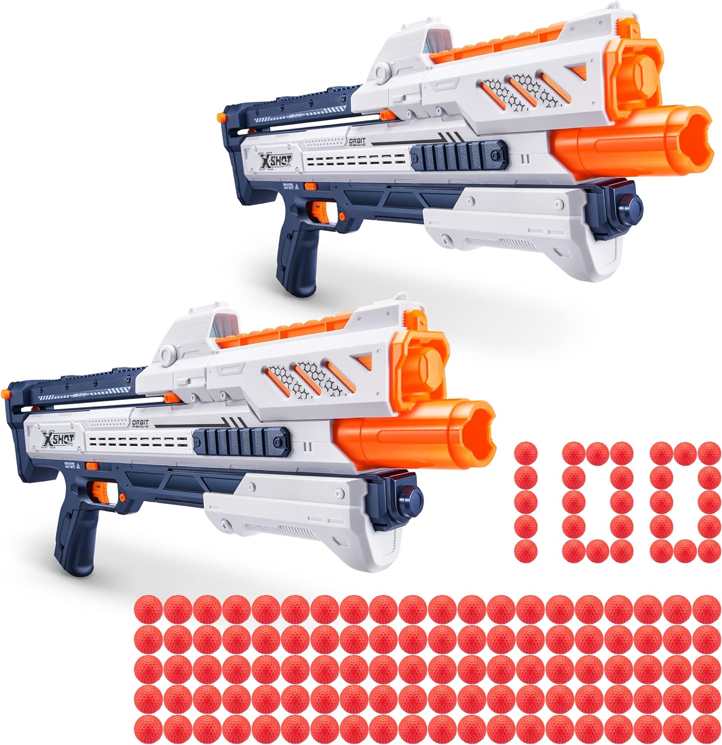 Xshot X-Shot Chaos Orbit Blaster (2 Pack + 100 Darts) by ZURU, White Dart Ball Blaster, Toy Blaster, Easy Reload, Rapid Fire Power, Quick Fast Reload, Toys for Kids, Boys, Teens, Adults (White) image number 3