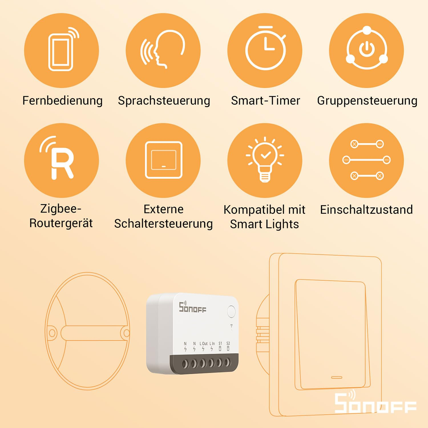 SONOFF ZBMINIR2 Zigbee Smart Switch 2-Way Smart Switch, APP Control, Compatible with Alexa, Google Home, Requires Neutral and Zigbee Hub image number 6