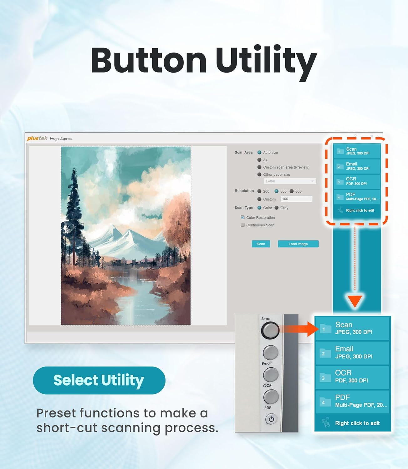 Plustek Opticslim 1680 - High Speed Large Format Flatbed Scanner, Scan Tabloid Size in 3 Seconds. Dual View Function Enable You to Quickly Check the Image Adjustment Effect image number 4
