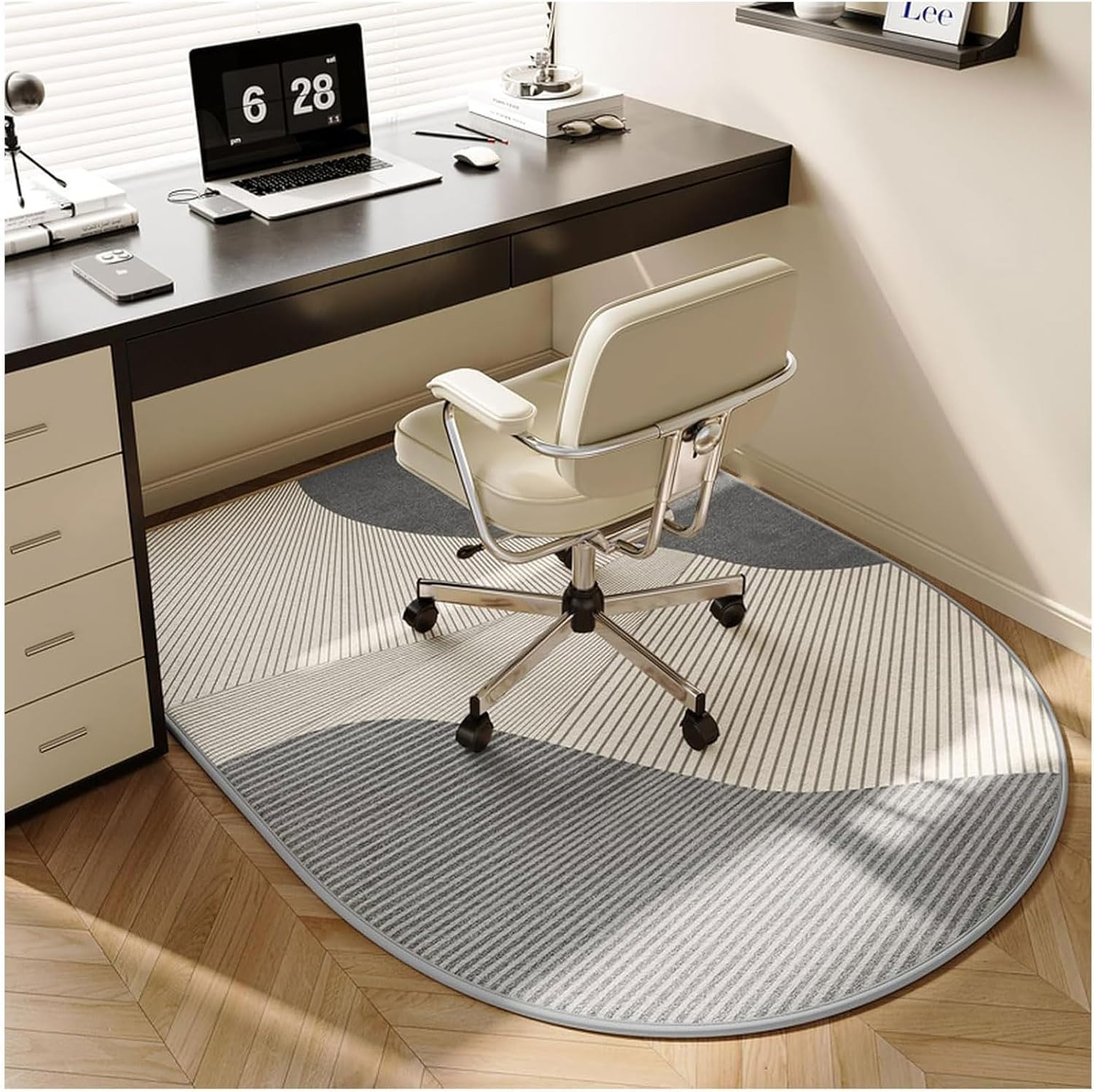 Office Chair Mat for Hardwood Floor, 120X90Cm Non-Slip Backing Floor Mats, Easy Glide Computer Desk Mat Protector for Rolling Chair under Desk Rug-Gold