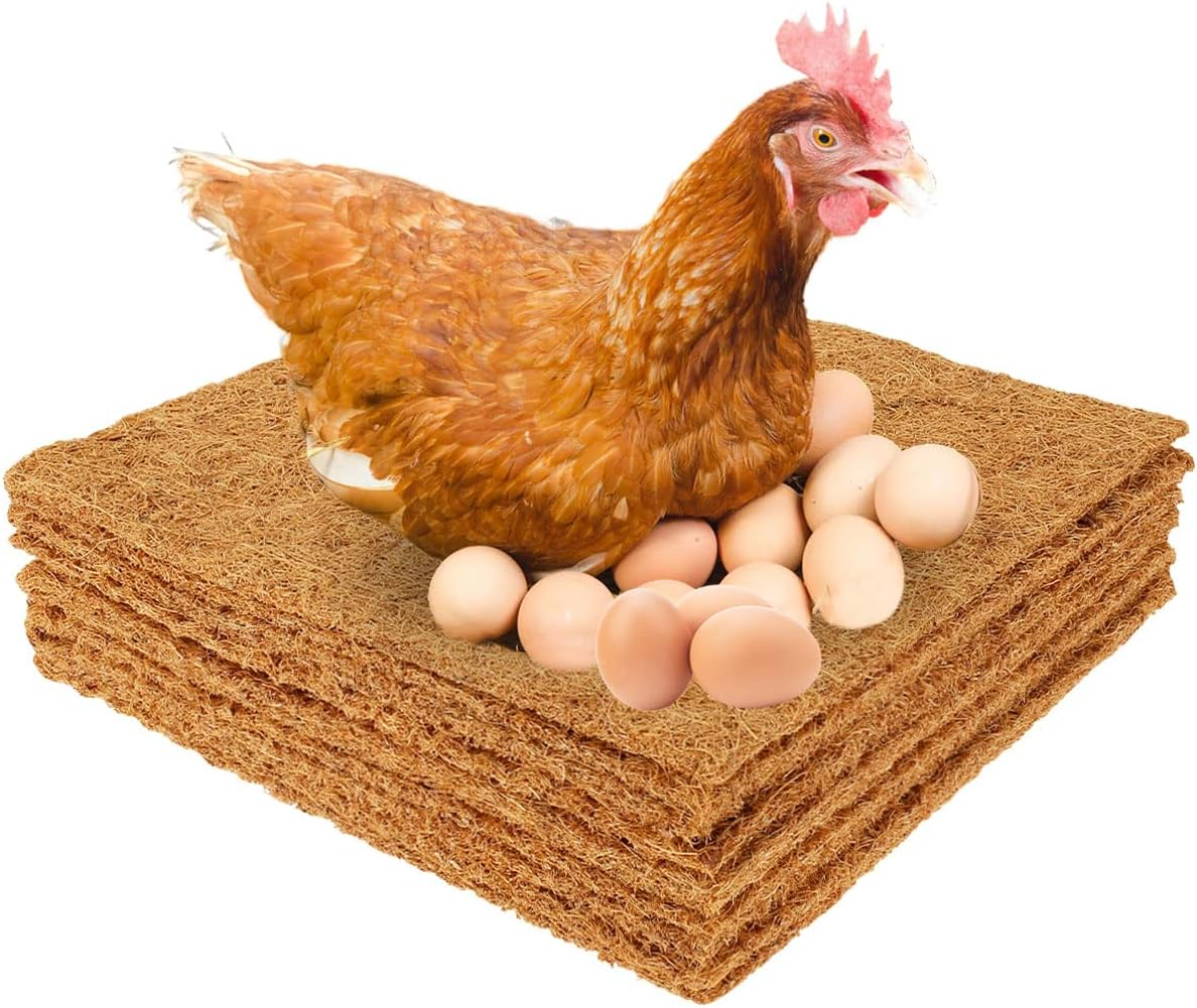 Abizarch 10Pcs Chicken Nesting Pads 13"X13", Natural Coconut Palm Hens Nest Bedding Mats,Multifunctional Chicken Nesting Box Liners for Hen Laying Eggs, Chicken Coop Accessories image number 3