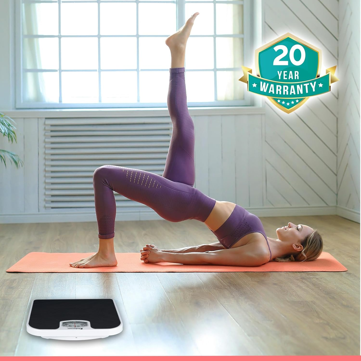 Adamson A21 Analog Scales for Body Weight - up to 300 LB - New Version - Anti-Skid Rubber Surface + Large Numbers - Analog Bathroom Scale - Affordable - Durable with 20-Year Assurance - Black image number 3