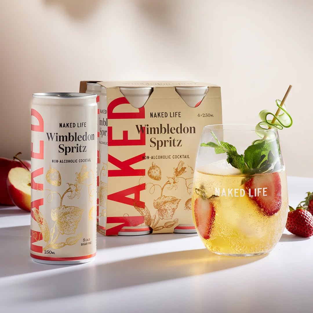 Naked Life Non-Alcoholic Wimbledon Spritz 4 Pack (4 X 250Mls). Refreshing Non Alcoholic Cocktail with Distilled Botanicals. Sugar Free, Low Calorie & Australian Made Non Alcoholic Drinks image number 1