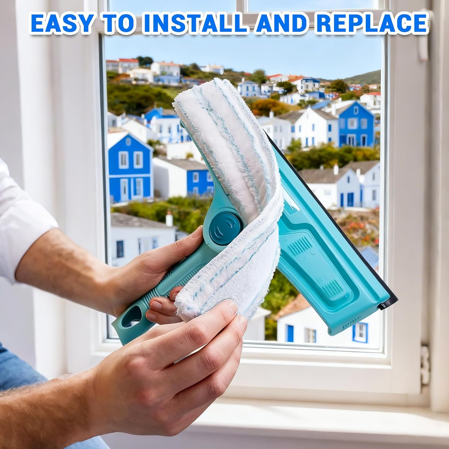 Gifcomda 3 Replacement Covers for Leifheit Window Wiper L - Microfibre Replacement Covers with Fastening, Easy Fit, Highly Absorbent, Best Glass Cleaning image number 5