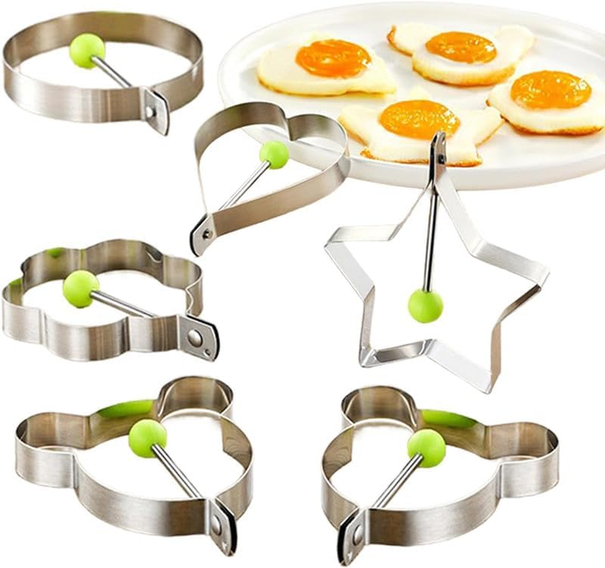 Stainless Steel Egg Shaper Cooking Kitchen Tools Pancake Mold, 6Pcs Stainless Steel Egg Ring Molds,Stainless Steel Fried Egg Pancake Shaper Omelette Mould Frying Egg Ring Pancake Mold Egg Cooking Tool image number 3