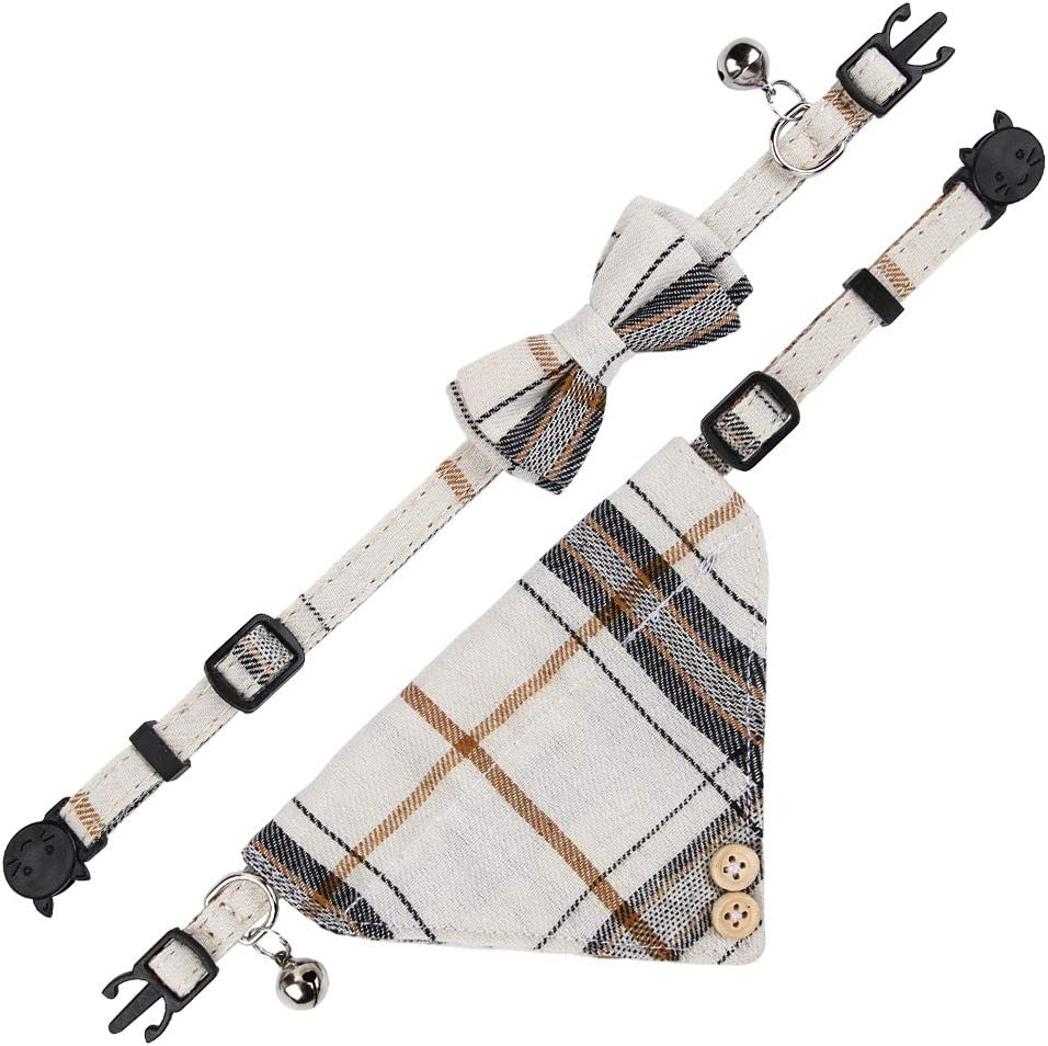 Faleela Breakaway Cat Collar with Bells - 2 Pack Cat Collar with Bells, Cat Collars with Bandana, Accessories for Pet Collars, Adjustable for Cats and Small Dogs image number 4