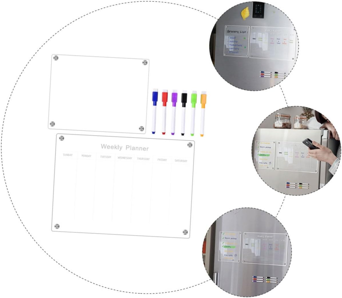 COHEALI Magnetic Note Board Fridge Dry Erase Board Schedule Planning Whiteboard Smooth Writing Surface Memo Reminder image number 3