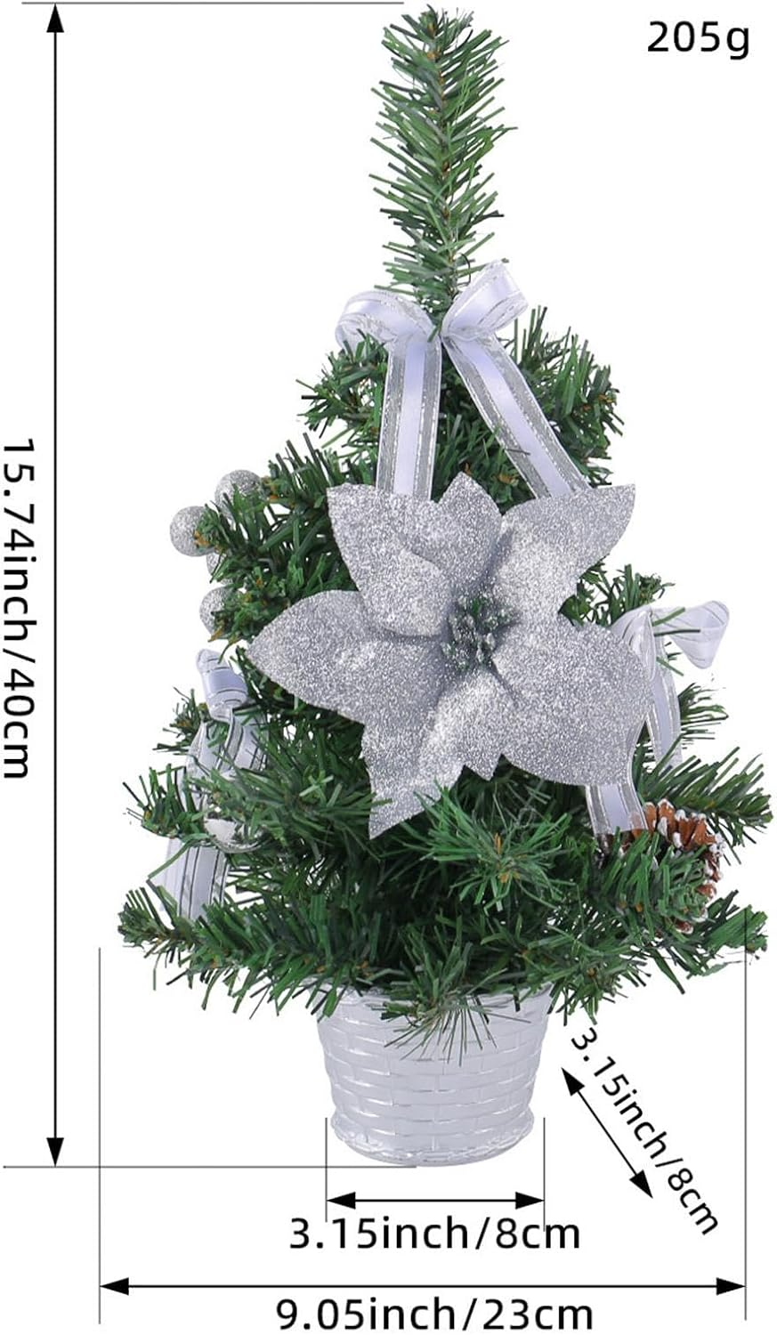 Tabletop Christmas Tree - Small Pine Tree Decorations - Table Small Christmas Tree with Christmas Ornaments for Window, Door, Shelf