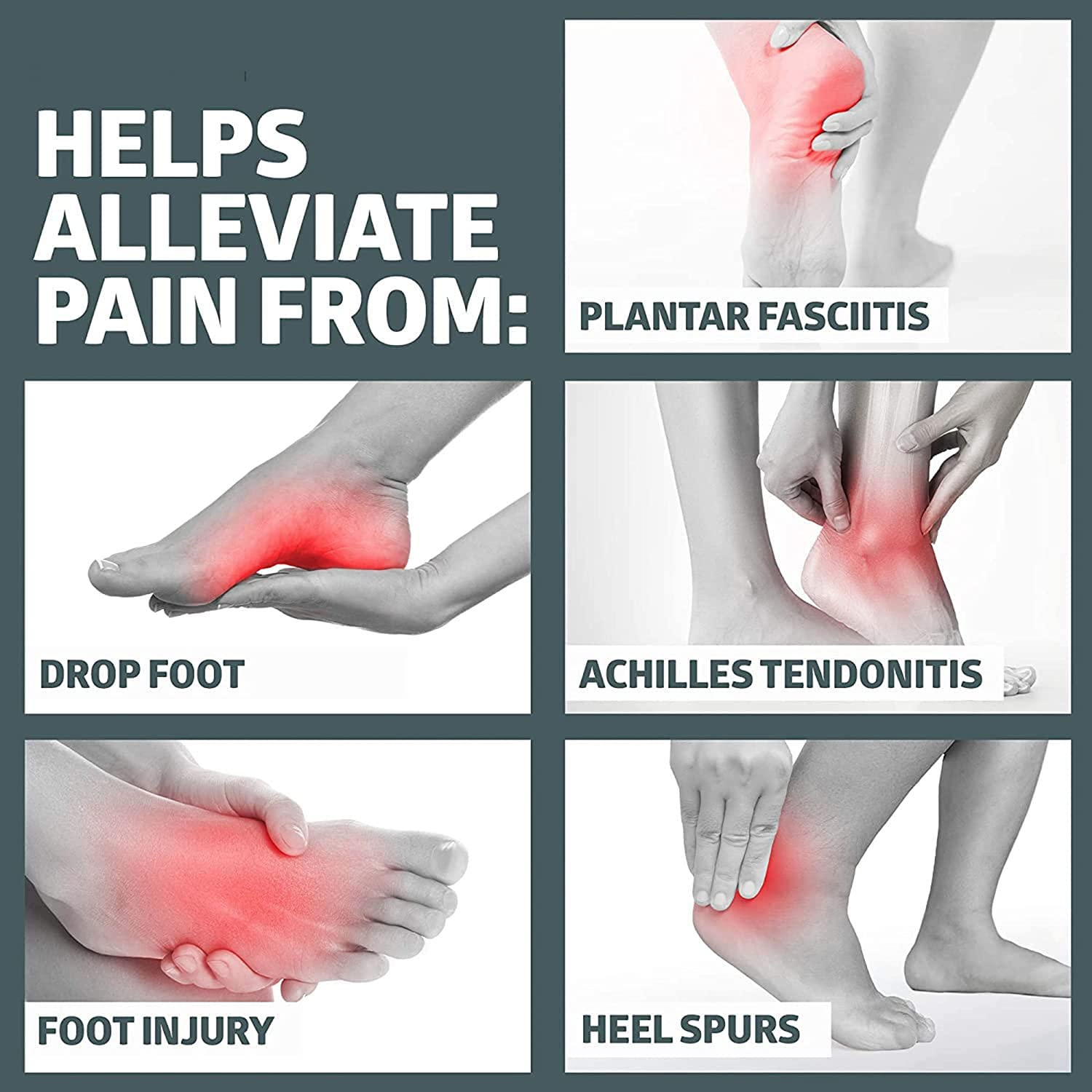 Plantar Fasciitis Night Splint - Drop Foot Support Brace - Dorsal Plantar Fasciitis Splints for Right or Left Foot. Support Sleep, Arthritis, Tendonitis, Dorsal, Heel Calf Stretcher, Men + Women image number 6