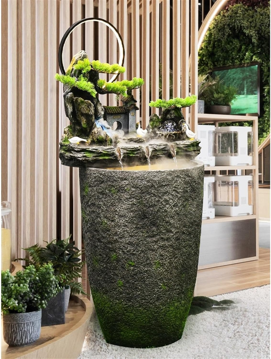 Outdoor Fountain Courtyard Rockery Water Fountain, Living Room Floor Decoration, Office image number 2