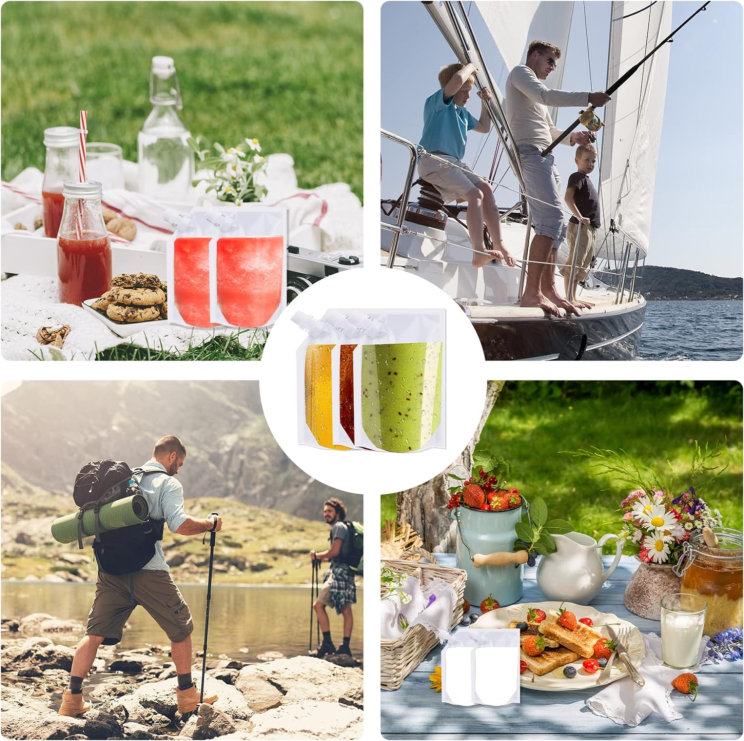 10PCS Drinks Flasks,Reusable Hip Flask with Spout,Liquor Pouch Drink Pouches for Festivals Hide Alcohol,Juice, Sneak Booze, Liquor, Rum, Water-220Ml image number 4