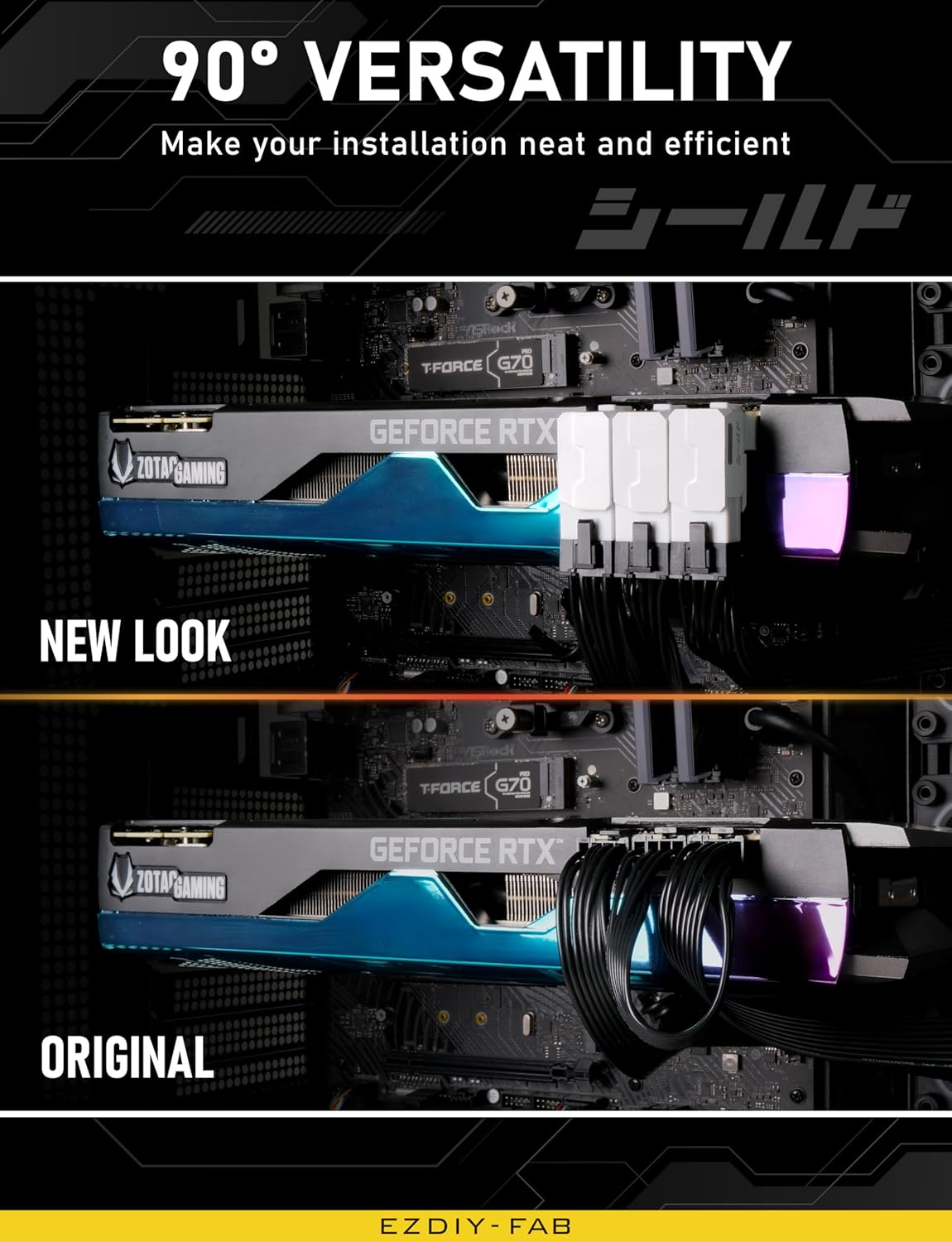 EZDIY-FAB Shield Series 8-Pin Pcie GPU Power Adapter,90-Degree Angled Connector, Aluminum Design for Graphics Cards &ndash; Reverse Type,White-1 Pack image number 4