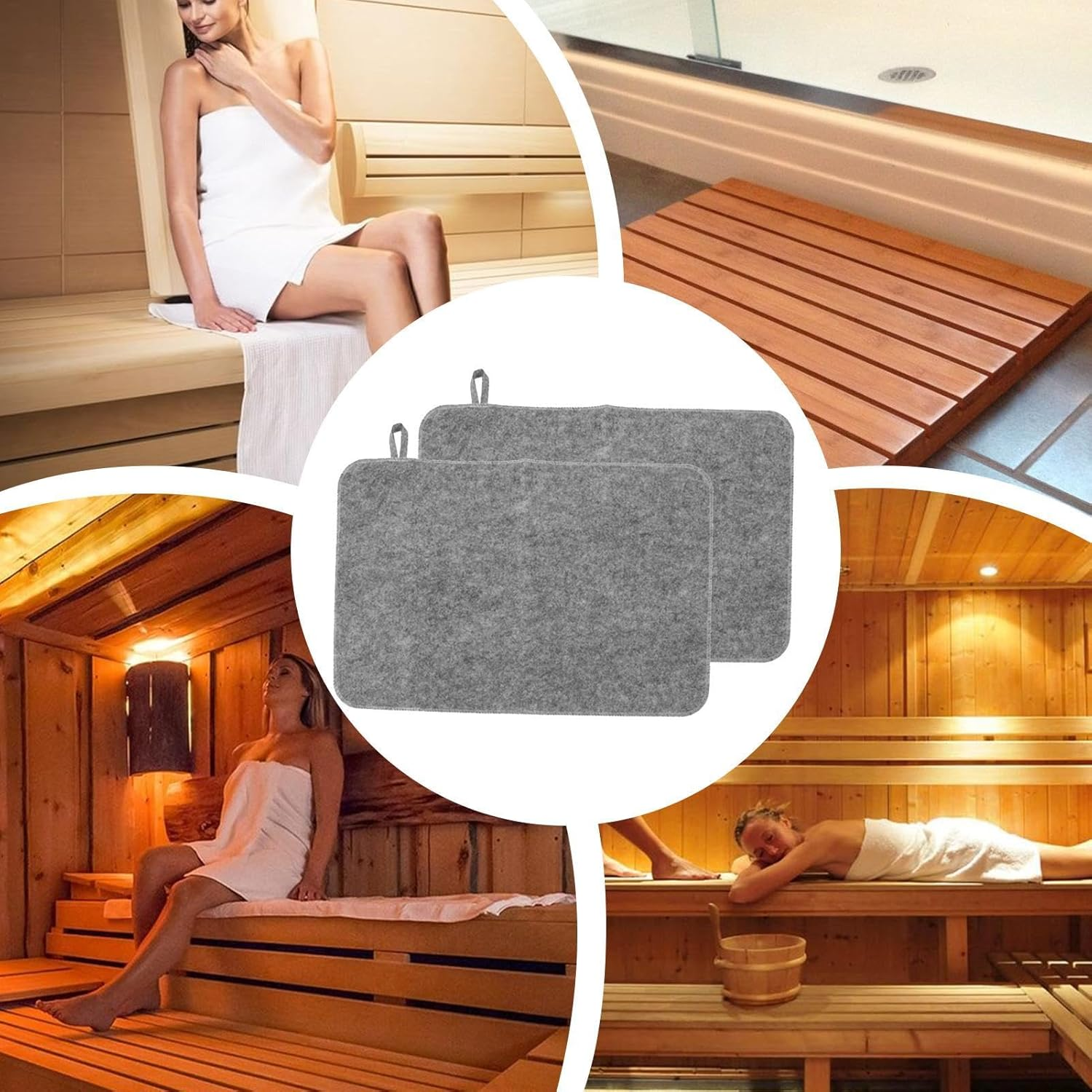 Lmyit Sauna Mat - 2X Soft Felt Steam Sauna Floor Mat,Sauna Accessories, Steam Room Heat Insulation Mat Water Absorbent Protector Pad for Home and Spa image number 2