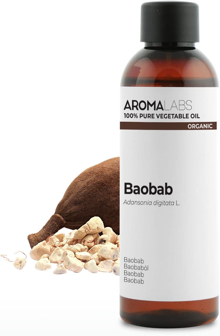 ORGANIC - BAOBAB Oil - 100Ml - 100% Pure, Natural, Cold Pressed and Cosmos Certified - AROMA LABS (French Brand) image number 4