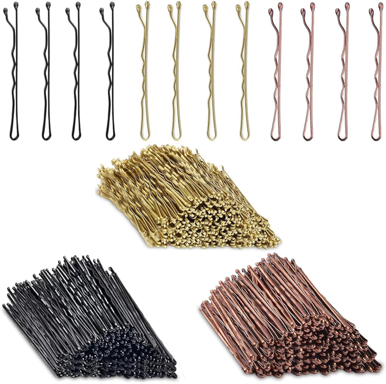 100Pcs Bobby Pins Blonde, 2.2Inch Wavy Gold Hair Pins, All Hairstyles Strong Grip and Pain Free Pins for Girls Women with Storage Box