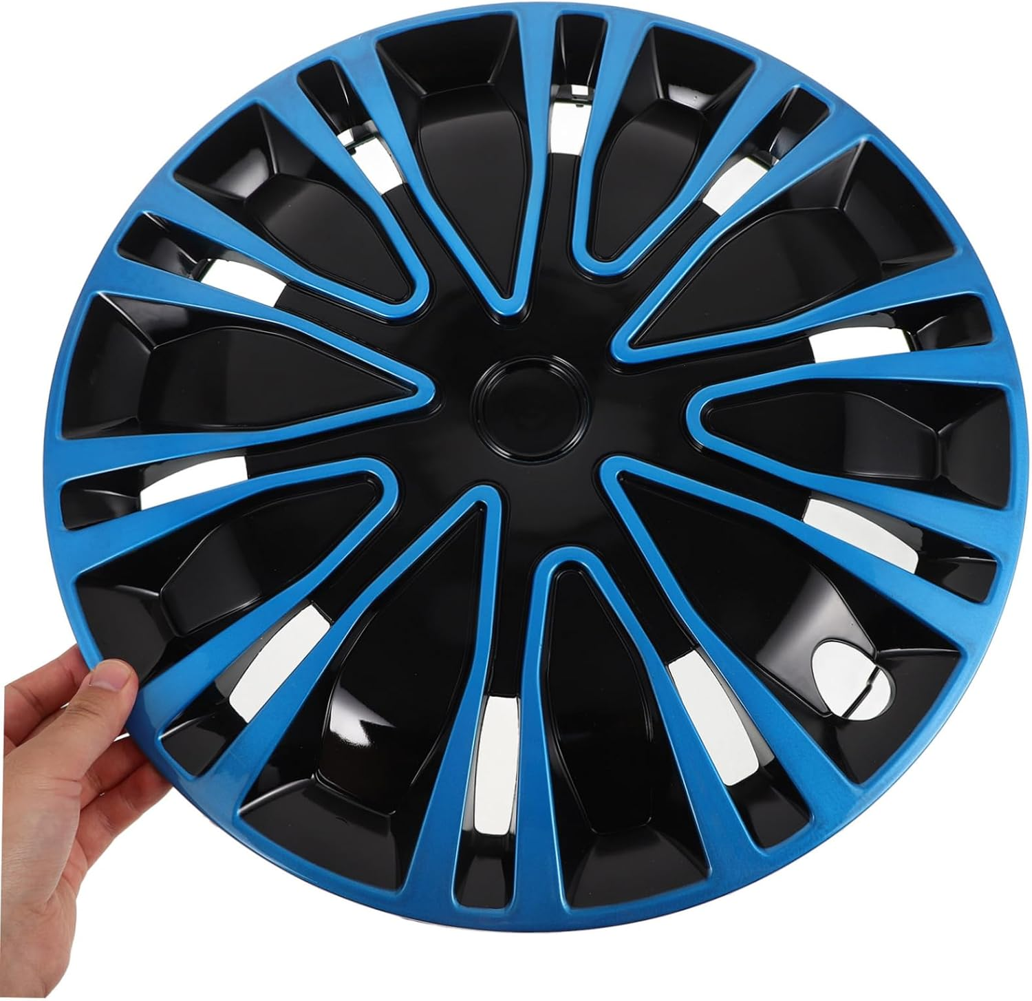 FELTECHELECTR 15-Inch Automotive Hub Caps and Decorative Wheel Hub Covers, Blue-Black Rim Cover for Cars, Universal Fit Vehicle Wheel Hubcaps for Travel and Outdoor Use