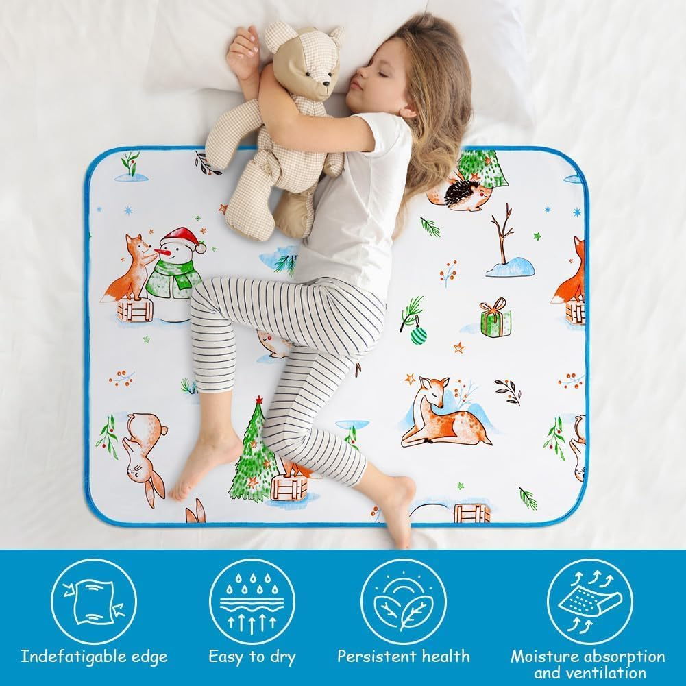 ZONEY Potty Training Bed Pads, Bed Protector for Kids, Bed Wetting Mattress Protector Bed Wetting Sheets Mats, Absorb Water Pads Toddler Sheet Protector,80 * 100Cm(Snowman, M) image number 1