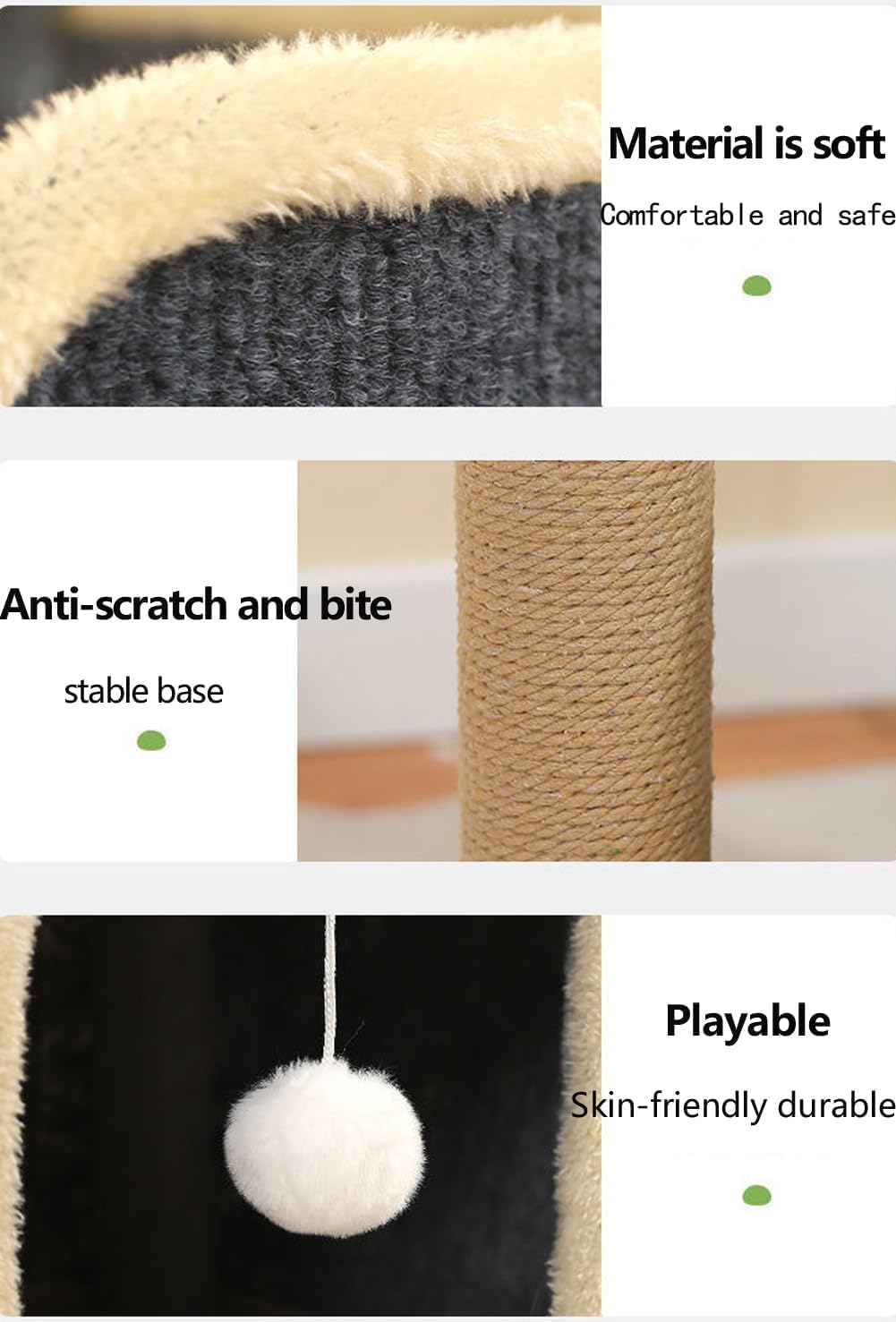 Indoor Cat House,Cat Cave, Covered Cat Hole Bed Furniture with Ball Hanging, Equipped with Concealed Apartments, Weighing up to 30 Pounds, 2-Story Cat Bed Cat House (Gray) image number 4