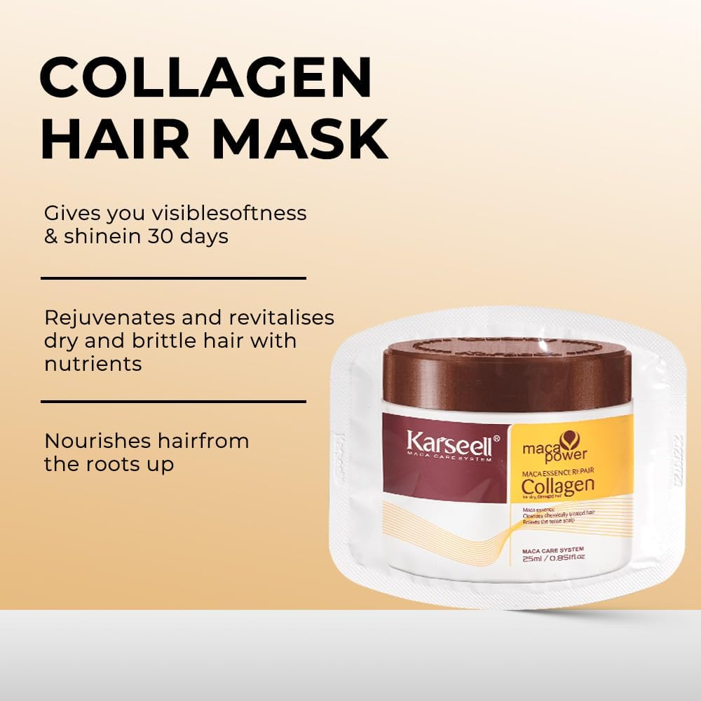 Karseell Hair Mask Treatment Collagen with Argan Oil Deep Repair Conditioner, 25Ml/ 0.34Oz 24 Pack image number 5