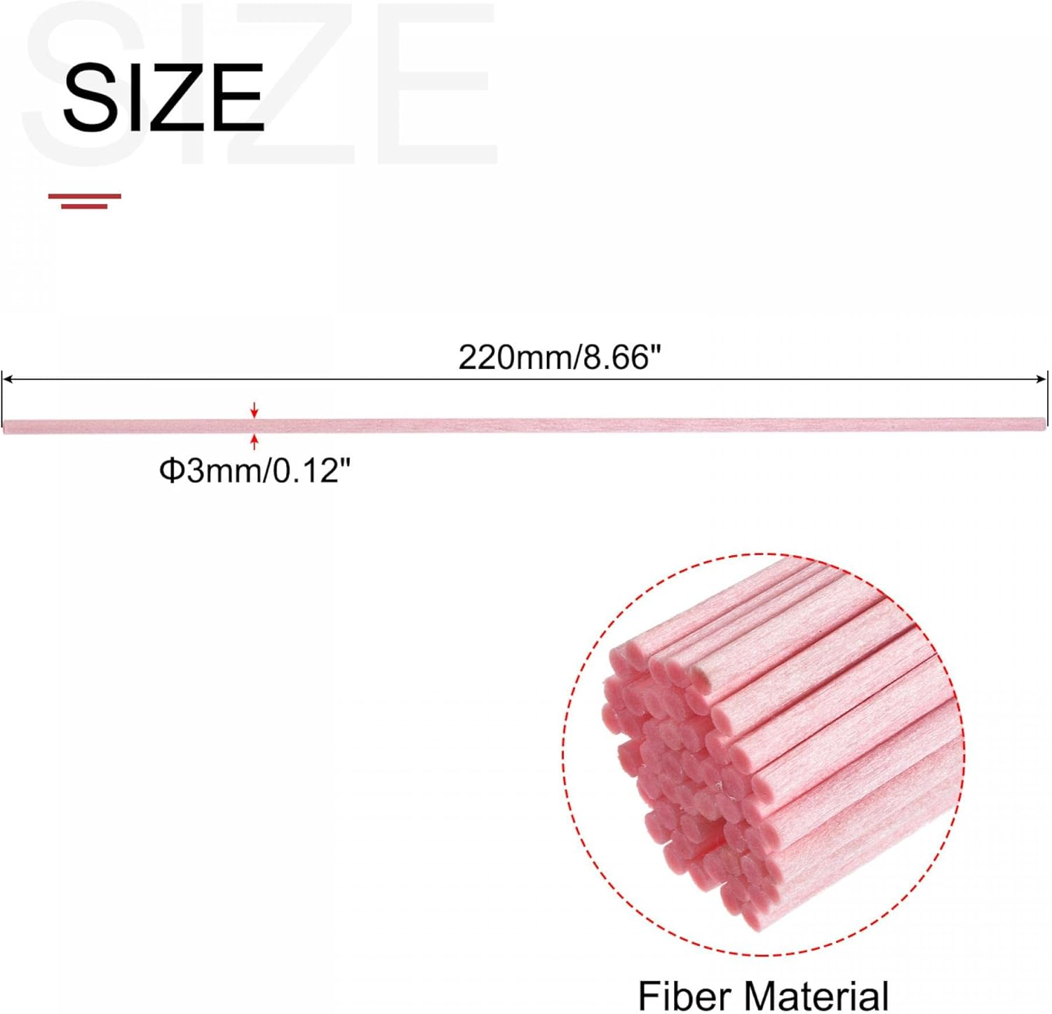 Sourcing Map Fiber Reed Diffuser Sticks 8.6" X3Mm for Aroma Fragrance Essential Oil, Pink Pack of 50 image number 1