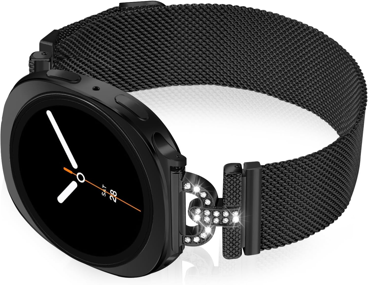 HAYONLIY Metal Magnetic Bands Compatible with Samsung Galaxy Watch 8 40Mm 44Mm/Galaxy Watch 8 Classic 46Mm, Mesh Stainless Steel Dressy Wristband with D-Shape Diamond Women(No Case)