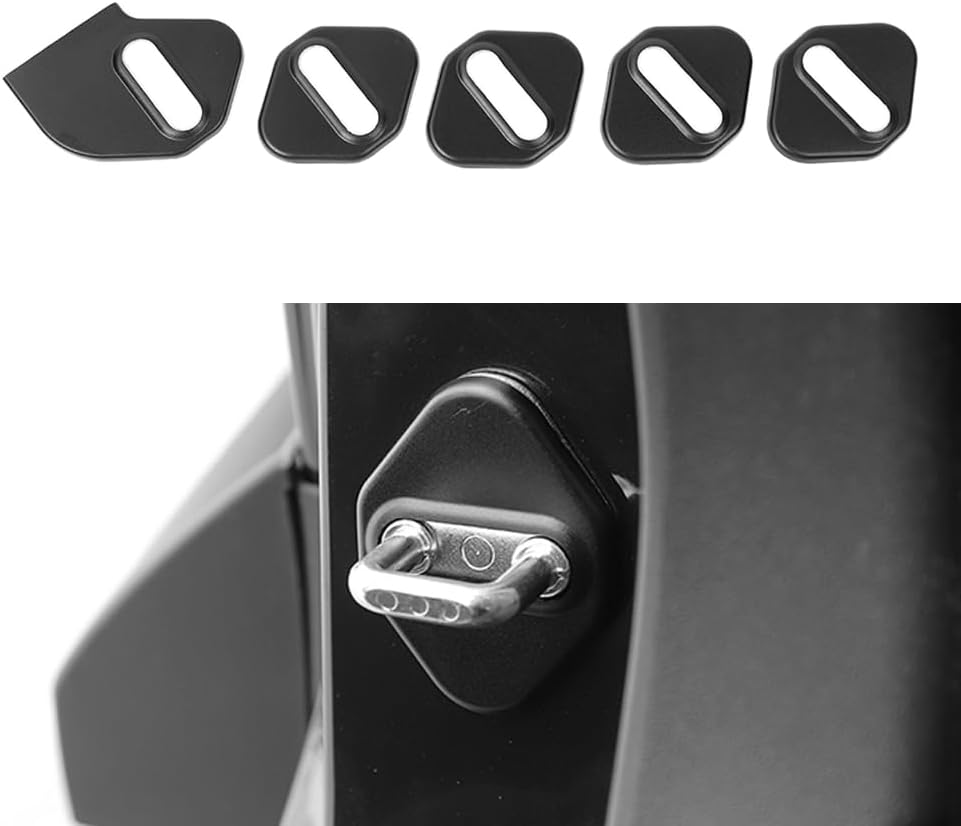 For Jimny Door Lock Cover, Aluminum Alloy Car Door Lock Latches Cover Protector Compatible with Suzuki Jimny 2019 2020 2021 2022 2023 Car Accessories (B, Black)