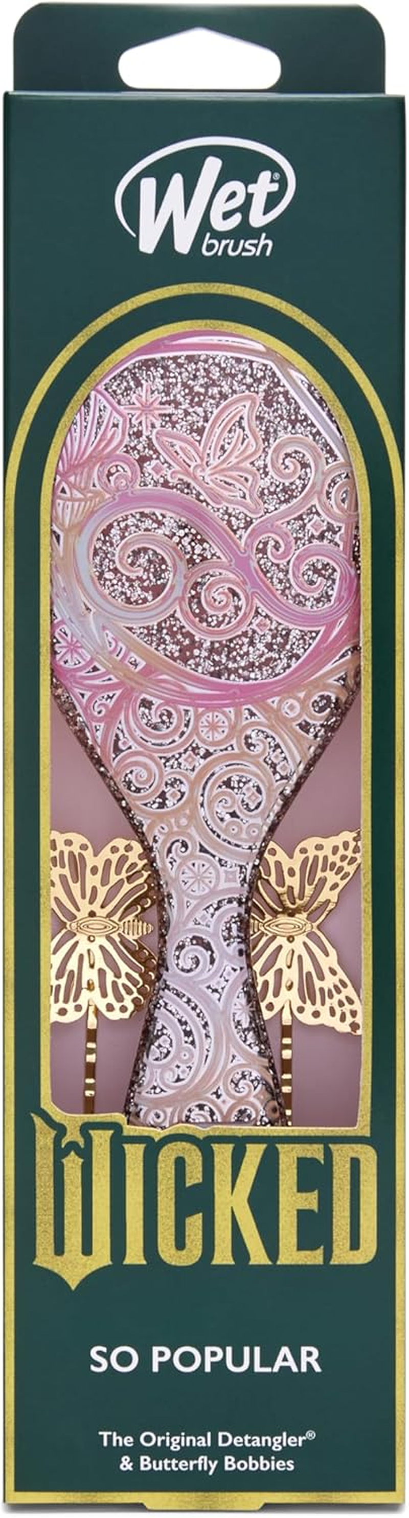 Wet Brush Original Detangler Hair Brush Glinda (Wicked) Kit - Ultra-Soft Intelliflex Bristles - Detangling Brush Glides through Tangles for All Hair Types (Wet Dry & Damaged) - 1 Brush & 2 Barrettes image number 1