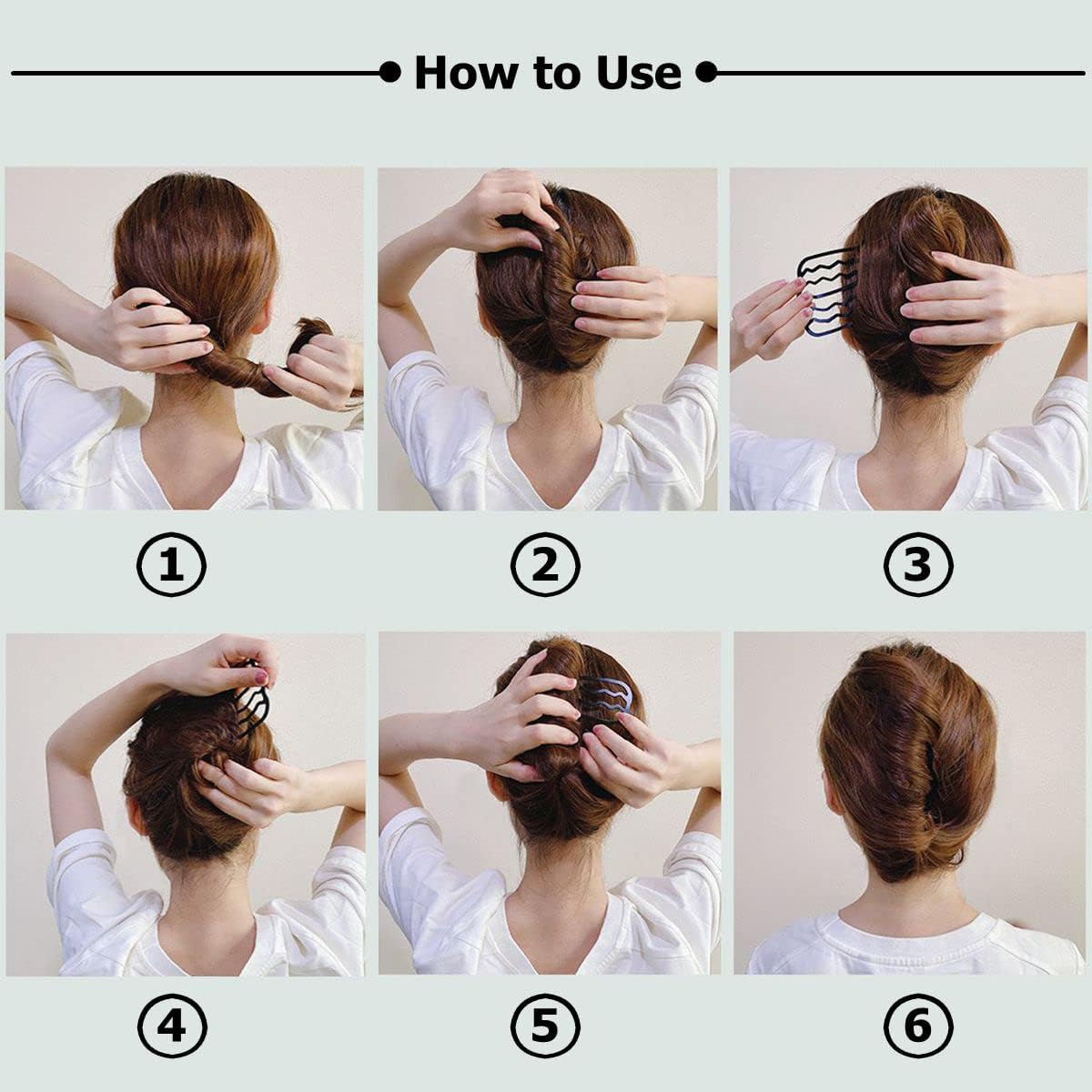 6 Piece Metal Hair Side Combs & Forks, U Shape for Vintage Updo Bun Hairstyles, Hair Accessories (4 Styles) image number 2