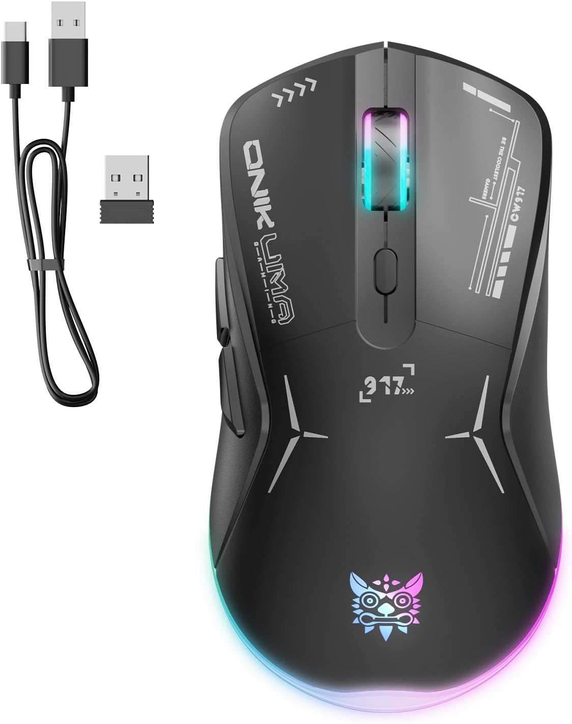 Wireless Gaming Mouse, 4 Adjustable DPI, Ergonomic Optical Office Mouse, 7 Buttons Corded Mice Wired/Wireless Gamer Mouse Rapid Fire Key,For Window/Pc/Laptop/Desktop/Mac/Chromebook image number 4