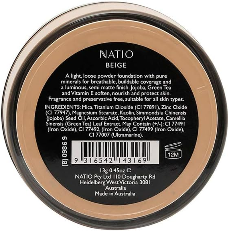 Natio Australia Mineral Loose Foundation - Beige 13G - Full Coverage Mineral Powder Foundation - Jojoba, Green Tea & Vitamin E - Vegan Friendly (Pack of 2) image number 4
