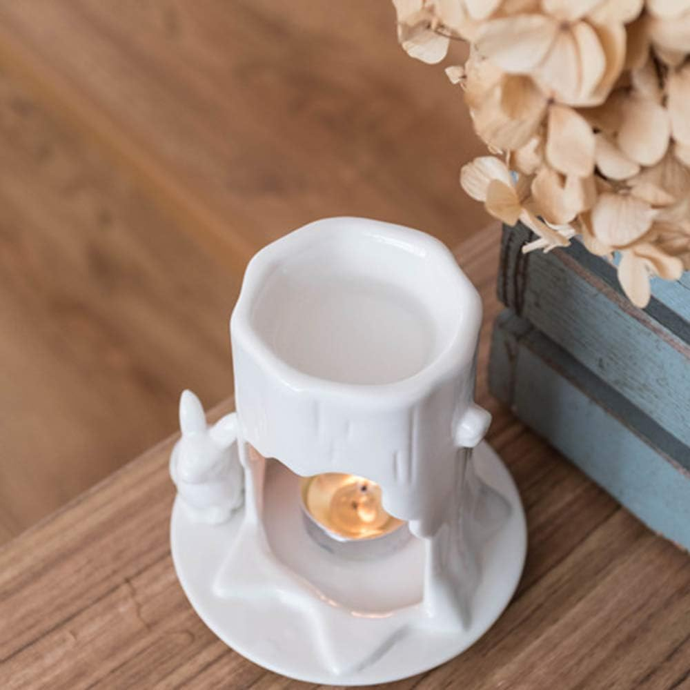 Scented Candle Fragrance Melter Tea Light Holder,Wrought Iron Home Aromatherapy Candle Stand Oil Burner Ceramic Candle Holders Aroma Living Room Porcelain Ceramic Wax Melt Burner image number 4