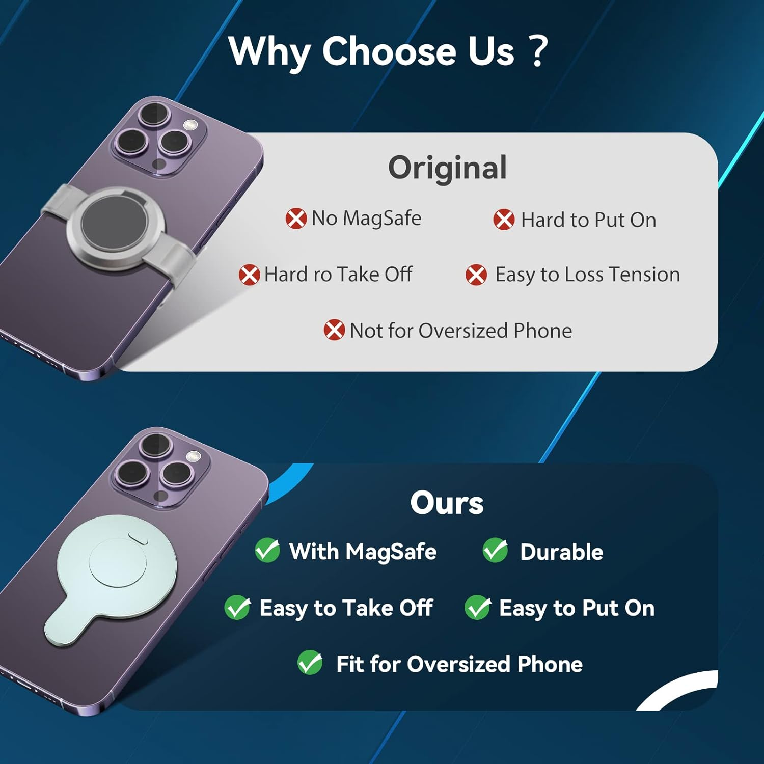 Cloudvalley Magnetic Base Phone Clamp Holder, Designed for DJI OM Mobile OM 7P/7/6/5/4/4 SE Smartphone Gimbal Stabilizer, for DJI OM Magsafe Accessories, Metallic Silver image number 1