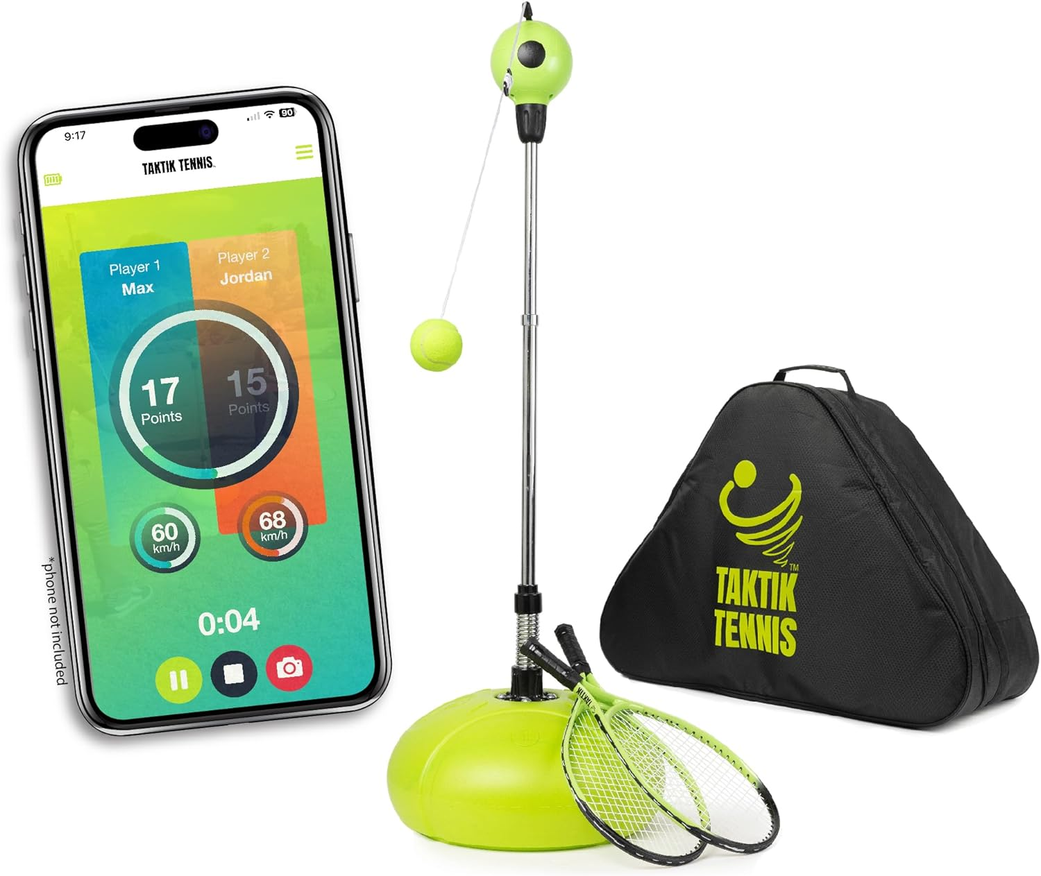 Wireless Connection Totem Tennis Kit | Swing Ball Game Measures & Records Metrics on APP for Tennis Training. All Surface Indoor & Outdoor Tetherball Sports Equipment for 1 or 2 Players image number 4