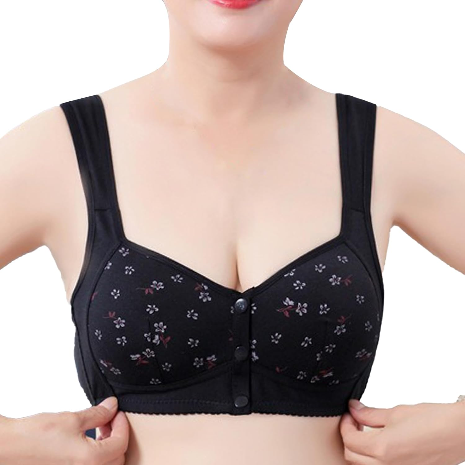 Dress Cici Cotton Maternity Nursing Bras, Wireless Front Open Bra for Elderly, 2 PCS