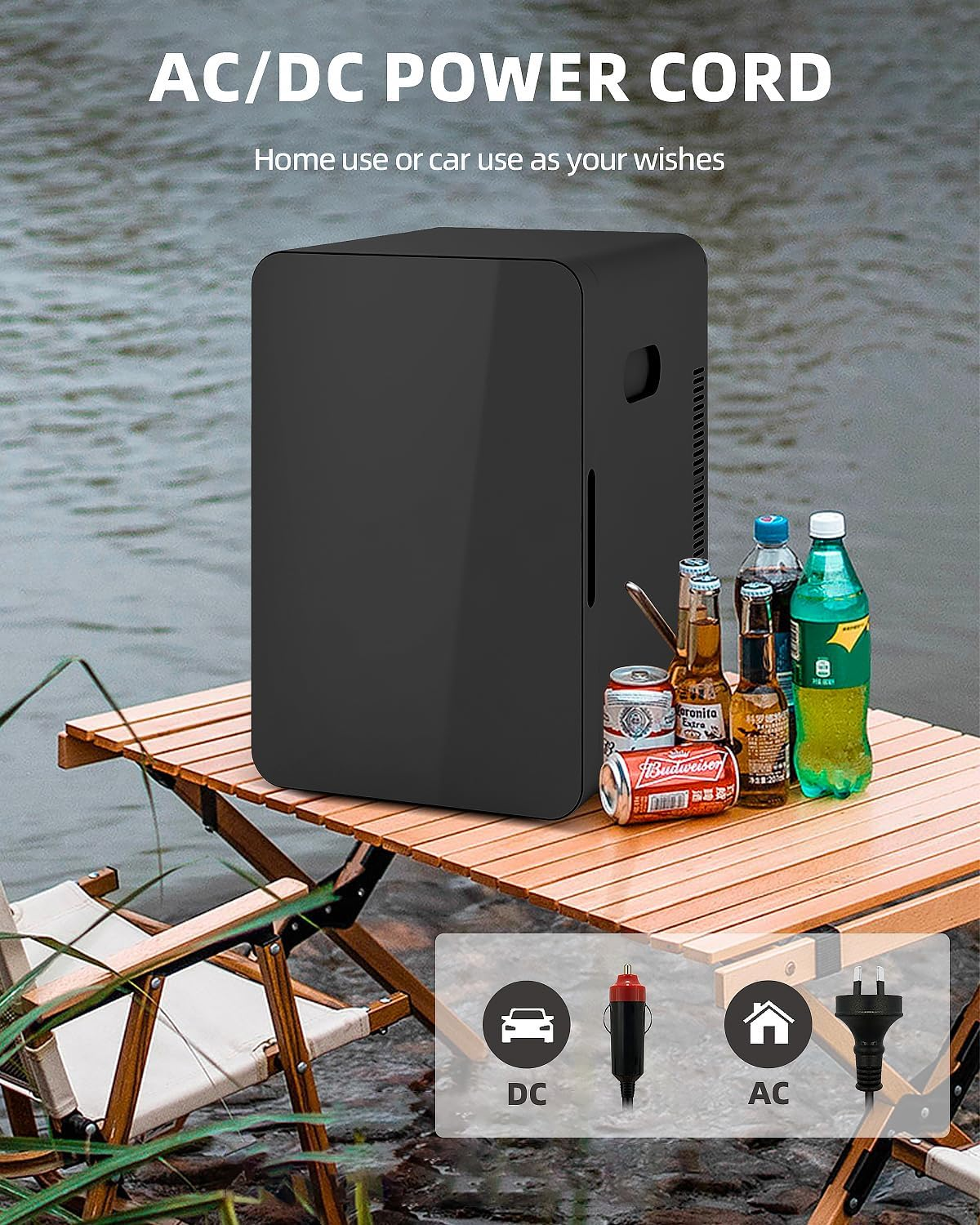 YOPOWER Mini Portable Compact Personal Fridge Cooler, 22 Liter Capacity, Includes Plugs for Home Outlet & 12V Car Charger, Black image number 4