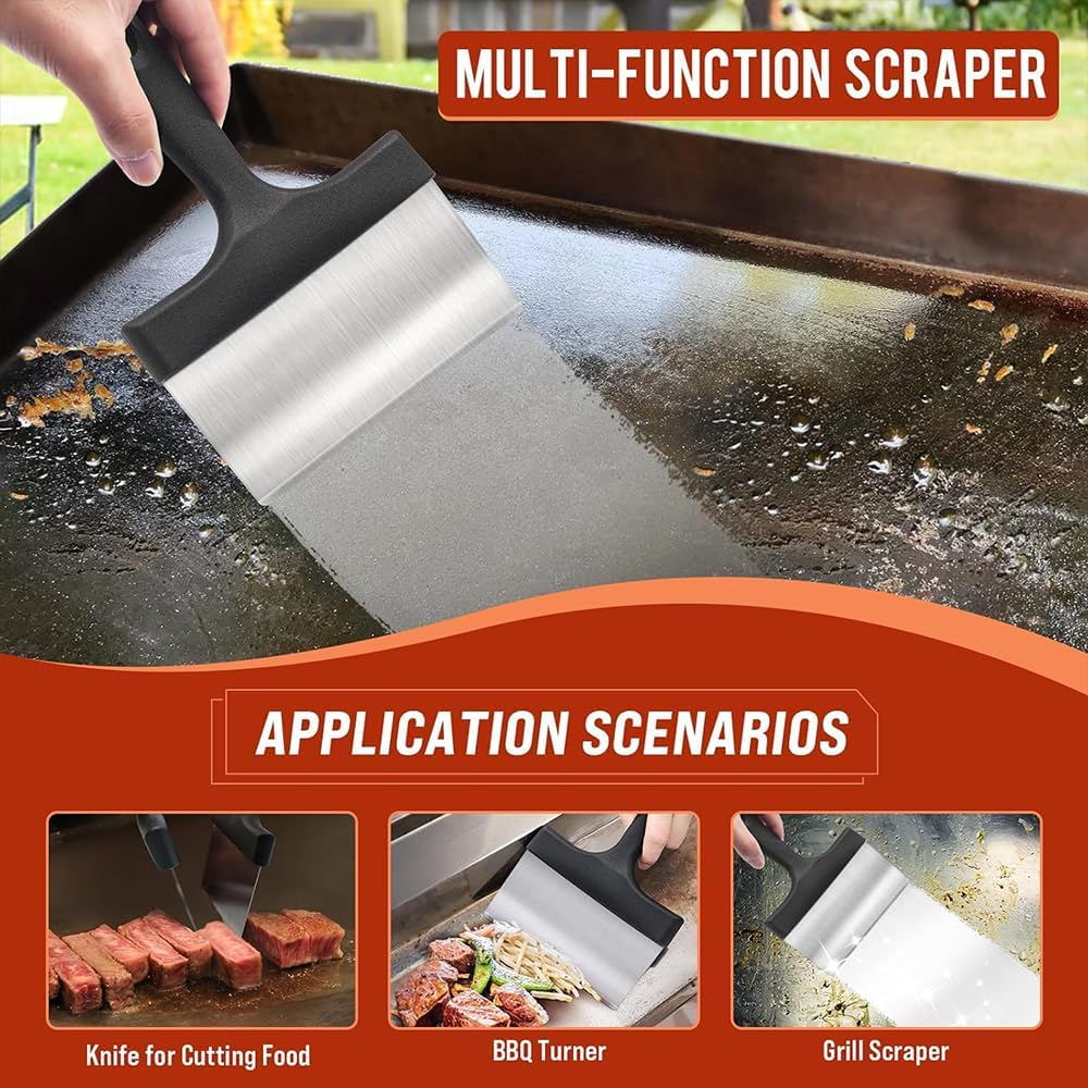 Griddle Cleaning Kit for Blackstone and Flat Top Grills, 10-Piece Set with Grill Stone, Upgraded Scouring Pads, Scraper and Brush with Handle, Easy Grease and Stain Removal image number 4