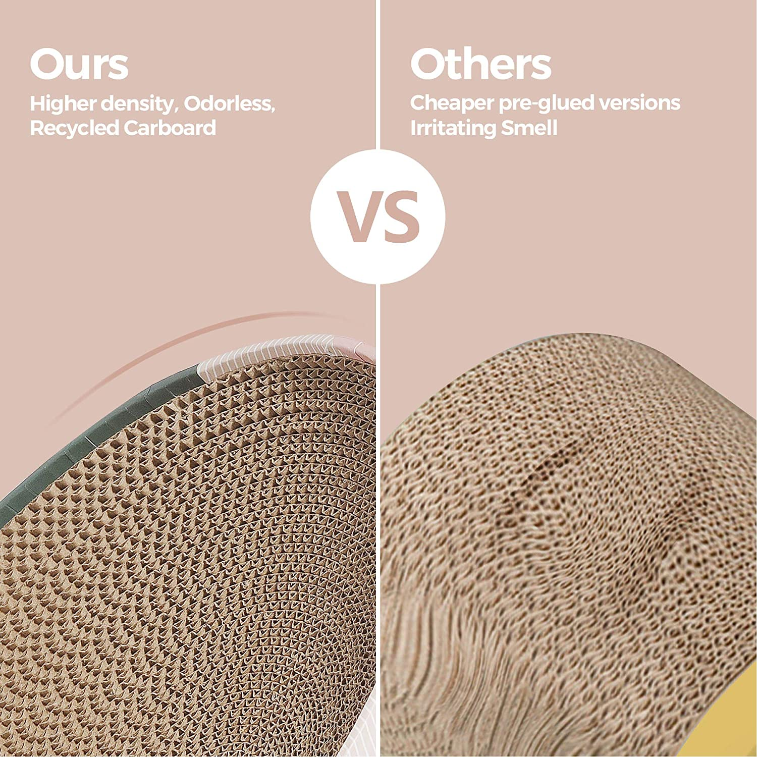 Comsaf Cat Scratcher Cardboard, Oval Corrugated Scratch Pad, Cat Scratching Lounge Bed, Durable Recycle Board for Furniture Protection, Cat Scratcher Bowl, Cat Kitty Training Toy image number 1