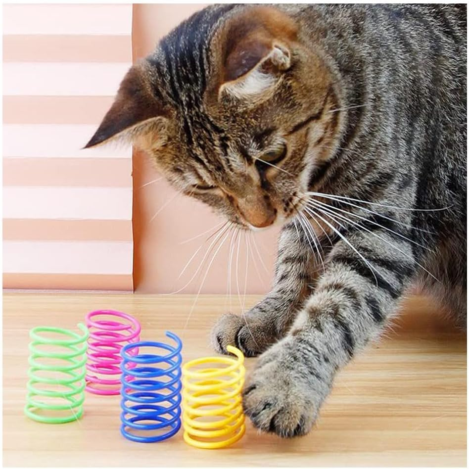 Cat Toy Spring, 4 Pieces Plastic Cat Toy Coil, Coil Springs, Pet Interactive Toypets Kitten Novelty Gift, Toycat, Cat Chew Toy, Durability and Professional image number 2