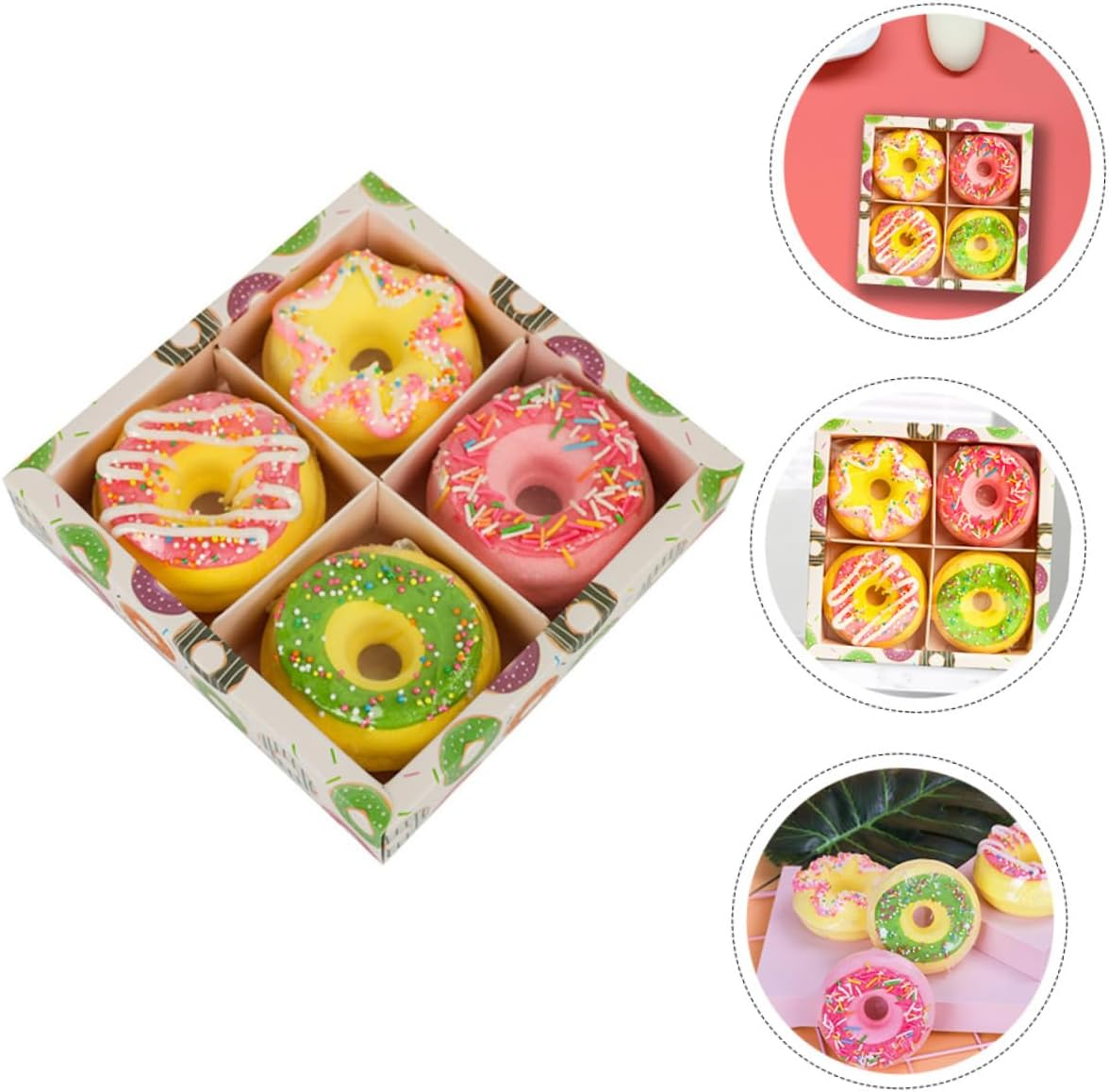 4Pcs Doughnut Shape Bath Bombs Spa Salt Balls 100G Moisturizing Skin Care Hydrating Bath Bombs Random Style image number 3