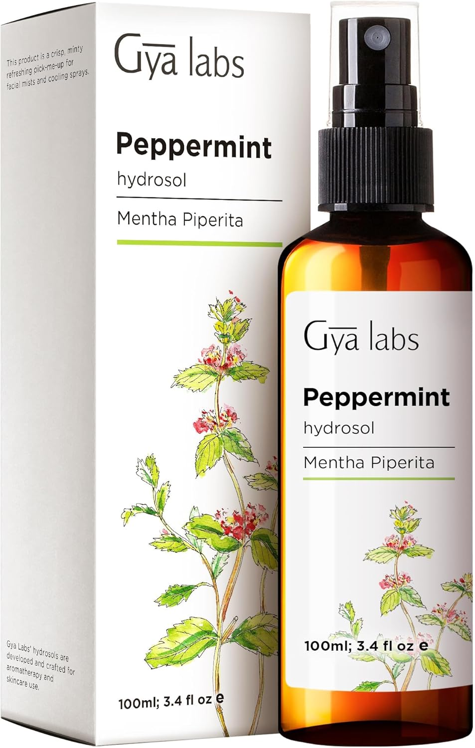 Gya Labs Peppermint Hydrosol for Skin, Hair (100Ml) - Peppermint Floral Water Hydrosol Toner for Face & Aromatherapy - Cooling Mist Aromatic Spray for Refreshing Home, Pillows & Linens image number 2