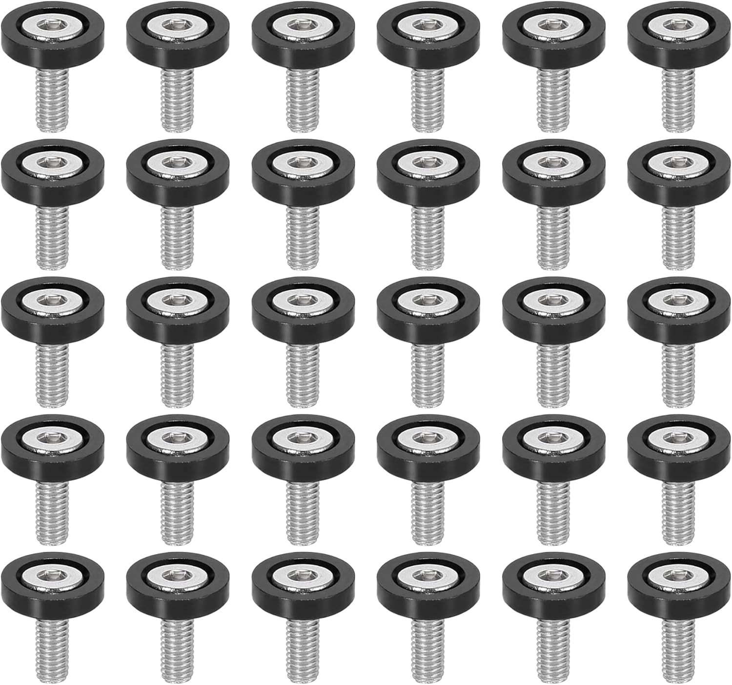 X AUTOHAUX 30Pcs Bumper Mudguard Washer Bolts M6X1.0 Aluminum Alloy Engine Bay Dress up Screw Black