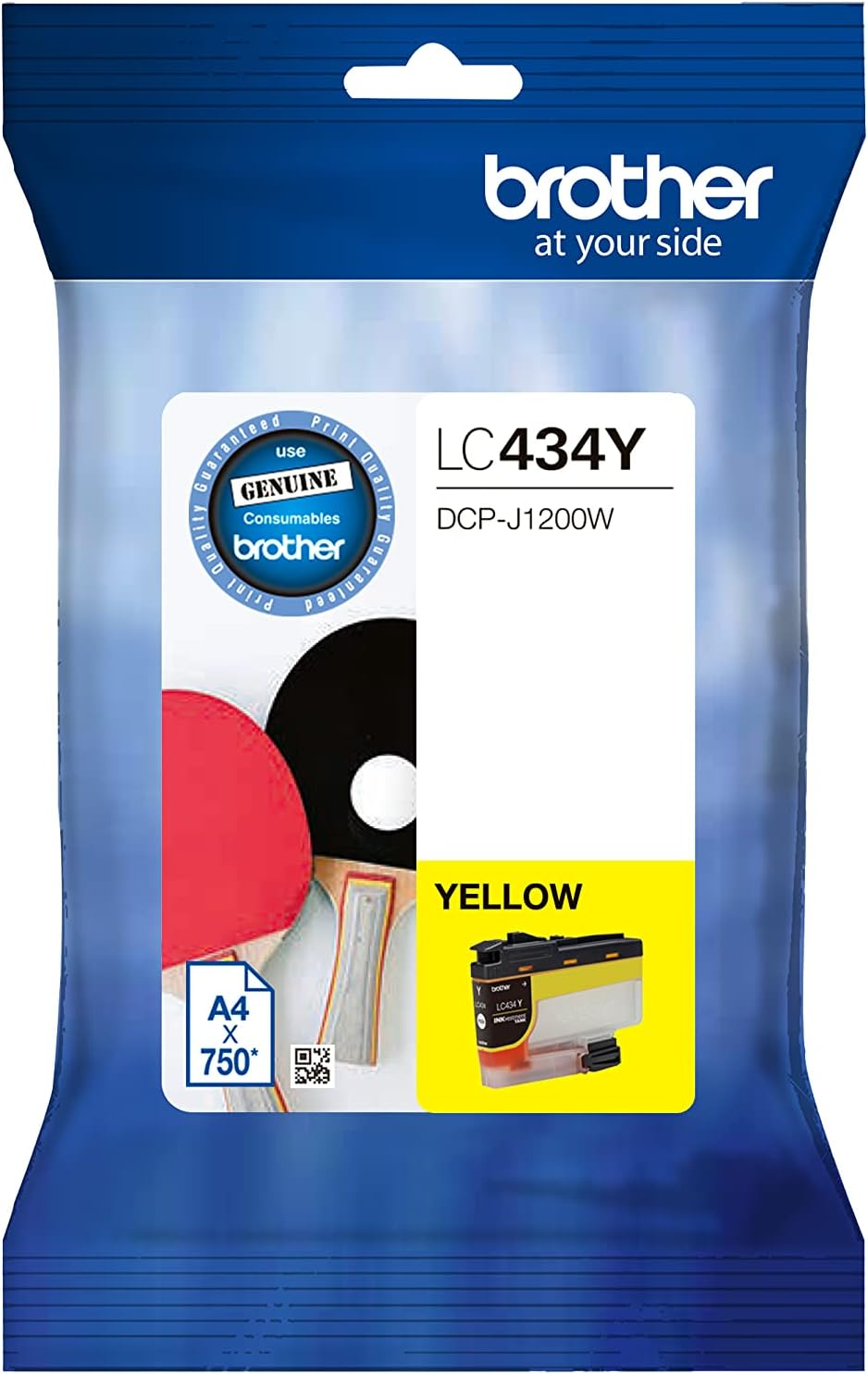 Brother Genuine LC434BK Ink Cartridge, Black, Page Yield up to 750 Pages, for Use With: DCP-J1200W / DCP-J1200W XL - Black image number 1