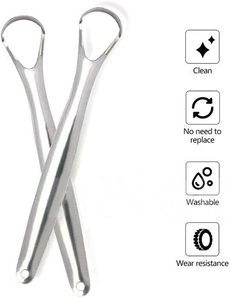 AIMALL Stainless Steel Tongue Scraper, Oral Hygiene Cleaner for Bad Breath, Dental Care Tool to Remove Germs & Residue, Durable & Hygienic Design, 5.75-Inch Length image number 2
