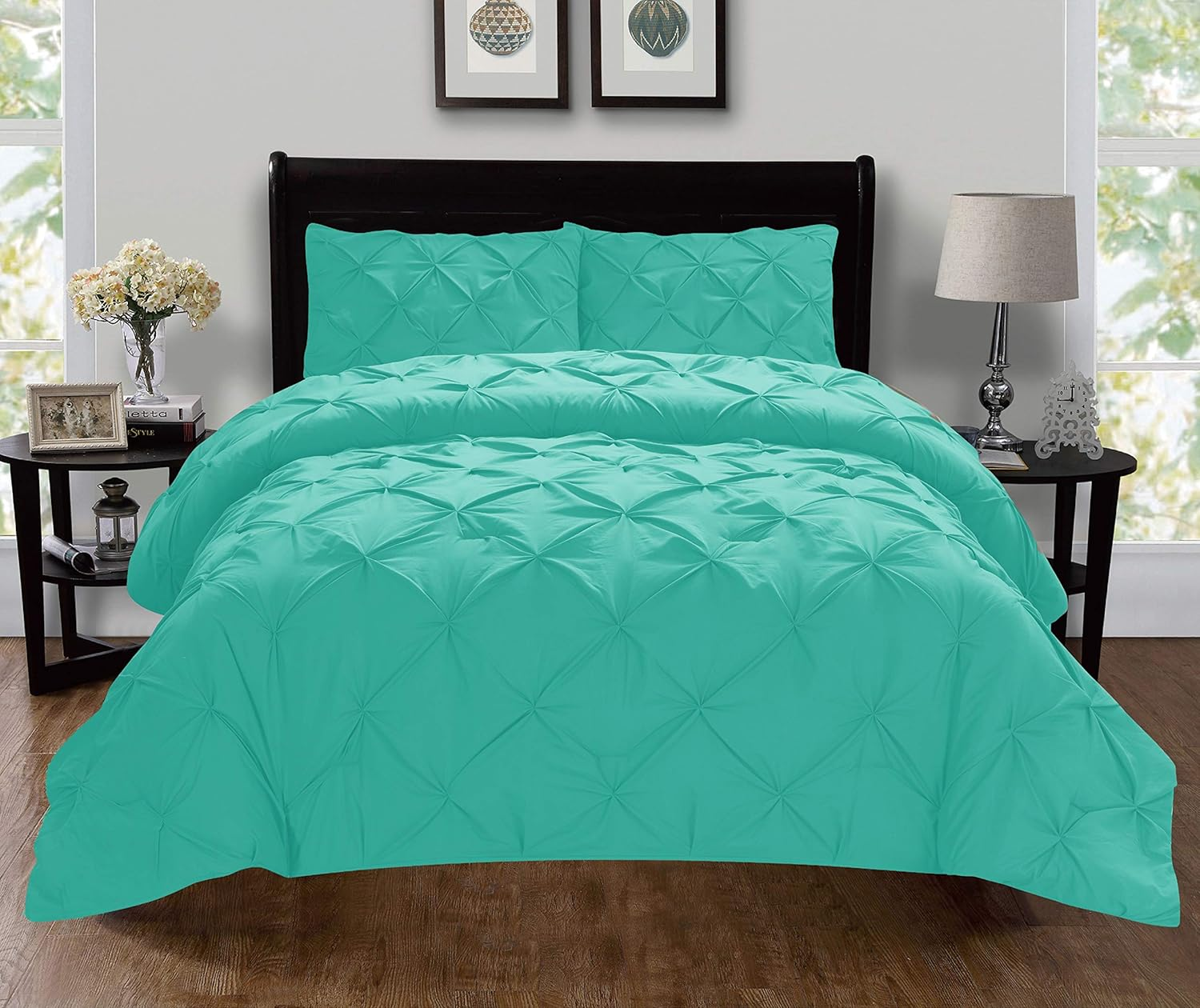 Elegant Comfort Luxury Super-Soft Coziest 1500 Thread Count Egyptian Quality 3-Piece Pintuck Design Duvet Cover Set, (Insert Comforter Protector) Wrinkle-Free, Full/Queen, Navy Blue image number 3