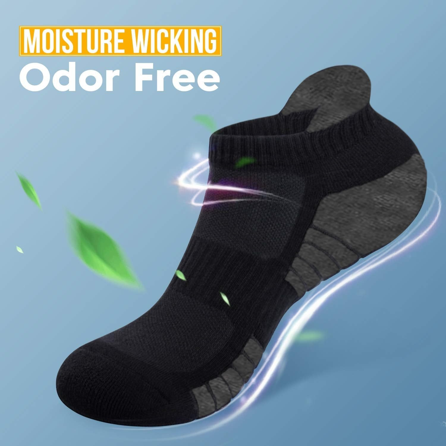 ZANZER (6 Pairs) Athletic Ankle Socks 6 Pairs Thick Cushion Running Socks for Men&Women Cotton Socks image number 5