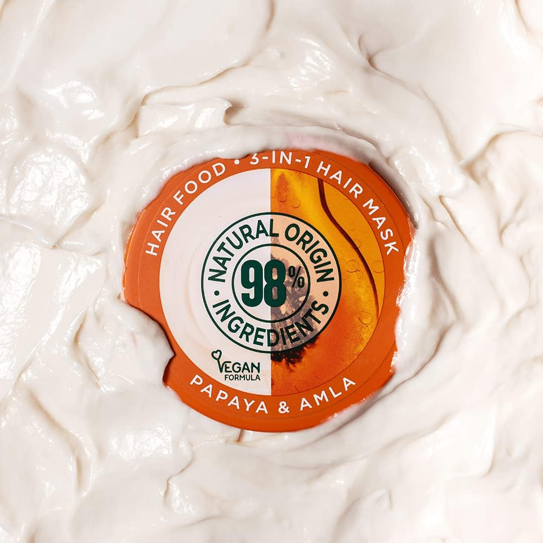 Garnier Hair Mask for Damaged Hair | Papaya Hair Food by Garnier Ultimate Blends, 3-In-1: Conditioner, Hair Mask, Leave-In Hair Conditioner | 98 Percent Natural Origin | 390 Ml image number 1